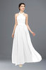 ColsBM Marley White Bridesmaid Dresses Floor Length Illusion Sleeveless Ruching Romantic A-line