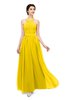 ColsBM Marley Yellow Bridesmaid Dresses Floor Length Illusion Sleeveless Ruching Romantic A-line