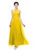 ColsBM Marley Yellow Bridesmaid Dresses Floor Length Illusion Sleeveless Ruching Romantic A-line