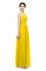 ColsBM Marley Yellow Bridesmaid Dresses Floor Length Illusion Sleeveless Ruching Romantic A-line