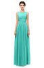 ColsBM Skyler Blue Turquoise Bridesmaid Dresses Sheer A-line Sleeveless Classic Ruching Zipper