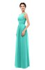 ColsBM Skyler Blue Turquoise Bridesmaid Dresses Sheer A-line Sleeveless Classic Ruching Zipper