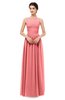 ColsBM Skyler Coral Bridesmaid Dresses Sheer A-line Sleeveless Classic Ruching Zipper
