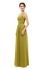 ColsBM Skyler Golden Olive Bridesmaid Dresses Sheer A-line Sleeveless Classic Ruching Zipper