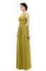 ColsBM Skyler Golden Olive Bridesmaid Dresses Sheer A-line Sleeveless Classic Ruching Zipper