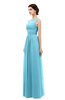 ColsBM Skyler Light Blue Bridesmaid Dresses Sheer A-line Sleeveless Classic Ruching Zipper