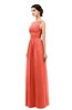 ColsBM Skyler Living Coral Bridesmaid Dresses Sheer A-line Sleeveless Classic Ruching Zipper