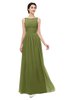 ColsBM Skyler Olive Green Bridesmaid Dresses Sheer A-line Sleeveless Classic Ruching Zipper