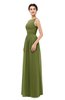ColsBM Skyler Olive Green Bridesmaid Dresses Sheer A-line Sleeveless Classic Ruching Zipper