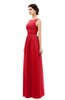 ColsBM Skyler Red Bridesmaid Dresses Sheer A-line Sleeveless Classic Ruching Zipper