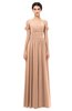 ColsBM Angel Almost Apricot Bridesmaid Dresses Short Sleeve Elegant A-line Ruching Floor Length Backless