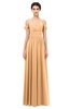 ColsBM Angel Apricot Bridesmaid Dresses Short Sleeve Elegant A-line Ruching Floor Length Backless