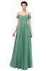 ColsBM Angel Beryl Green Bridesmaid Dresses Short Sleeve Elegant A-line Ruching Floor Length Backless