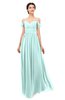 ColsBM Angel Blue Glass Bridesmaid Dresses Short Sleeve Elegant A-line Ruching Floor Length Backless