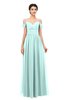 ColsBM Angel Blue Glass Bridesmaid Dresses Short Sleeve Elegant A-line Ruching Floor Length Backless