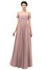 ColsBM Angel Blush Pink Bridesmaid Dresses Short Sleeve Elegant A-line Ruching Floor Length Backless