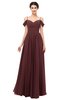 ColsBM Angel Burgundy Bridesmaid Dresses Short Sleeve Elegant A-line Ruching Floor Length Backless
