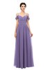 ColsBM Angel Chalk Violet Bridesmaid Dresses Short Sleeve Elegant A-line Ruching Floor Length Backless