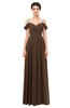 ColsBM Angel Chocolate Brown Bridesmaid Dresses Short Sleeve Elegant A-line Ruching Floor Length Backless
