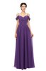ColsBM Angel Dark Purple Bridesmaid Dresses Short Sleeve Elegant A-line Ruching Floor Length Backless