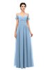 ColsBM Angel Dusty Blue Bridesmaid Dresses Short Sleeve Elegant A-line Ruching Floor Length Backless