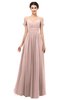 ColsBM Angel Dusty Rose Bridesmaid Dresses Short Sleeve Elegant A-line Ruching Floor Length Backless