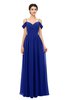 ColsBM Angel Electric Blue Bridesmaid Dresses Short Sleeve Elegant A-line Ruching Floor Length Backless