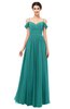 ColsBM Angel Emerald Green Bridesmaid Dresses Short Sleeve Elegant A-line Ruching Floor Length Backless