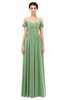 ColsBM Angel Fair Green Bridesmaid Dresses Short Sleeve Elegant A-line Ruching Floor Length Backless