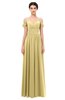 ColsBM Angel Gold Bridesmaid Dresses Short Sleeve Elegant A-line Ruching Floor Length Backless