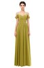 ColsBM Angel Golden Olive Bridesmaid Dresses Short Sleeve Elegant A-line Ruching Floor Length Backless