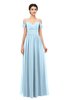 ColsBM Angel Ice Blue Bridesmaid Dresses Short Sleeve Elegant A-line Ruching Floor Length Backless