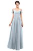 ColsBM Angel Illusion Blue Bridesmaid Dresses Short Sleeve Elegant A-line Ruching Floor Length Backless