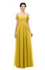ColsBM Angel Lemon Curry Bridesmaid Dresses Short Sleeve Elegant A-line Ruching Floor Length Backless