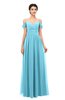ColsBM Angel Light Blue Bridesmaid Dresses Short Sleeve Elegant A-line Ruching Floor Length Backless