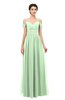 ColsBM Angel Light Green Bridesmaid Dresses Short Sleeve Elegant A-line Ruching Floor Length Backless