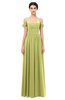 ColsBM Angel Linden Green Bridesmaid Dresses Short Sleeve Elegant A-line Ruching Floor Length Backless