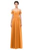 ColsBM Angel Orange Bridesmaid Dresses Short Sleeve Elegant A-line Ruching Floor Length Backless
