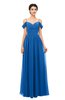 ColsBM Angel Royal Blue Bridesmaid Dresses Short Sleeve Elegant A-line Ruching Floor Length Backless