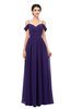 ColsBM Angel Royal Purple Bridesmaid Dresses Short Sleeve Elegant A-line Ruching Floor Length Backless