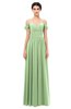 ColsBM Angel Sage Green Bridesmaid Dresses Short Sleeve Elegant A-line Ruching Floor Length Backless