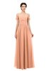 ColsBM Angel Salmon Bridesmaid Dresses Short Sleeve Elegant A-line Ruching Floor Length Backless
