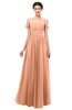 ColsBM Angel Salmon Bridesmaid Dresses Short Sleeve Elegant A-line Ruching Floor Length Backless
