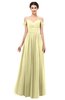 ColsBM Angel Soft Yellow Bridesmaid Dresses Short Sleeve Elegant A-line Ruching Floor Length Backless