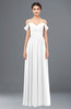 ColsBM Angel White Bridesmaid Dresses Short Sleeve Elegant A-line Ruching Floor Length Backless