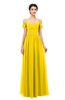 ColsBM Angel Yellow Bridesmaid Dresses Short Sleeve Elegant A-line Ruching Floor Length Backless