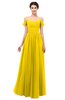 ColsBM Angel Yellow Bridesmaid Dresses Short Sleeve Elegant A-line Ruching Floor Length Backless