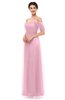 ColsBM Haven Baby Pink Bridesmaid Dresses Zip up Off The Shoulder Sexy Floor Length Short Sleeve A-line