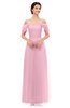 ColsBM Haven Baby Pink Bridesmaid Dresses Zip up Off The Shoulder Sexy Floor Length Short Sleeve A-line