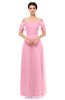 ColsBM Haven Begonia Pink Bridesmaid Dresses Zip up Off The Shoulder Sexy Floor Length Short Sleeve A-line